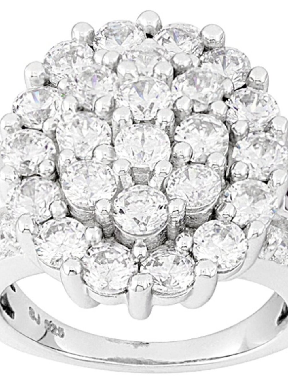 Bella Luce Rhodium Plated Cluster Ring 7.28ctw. Size 10